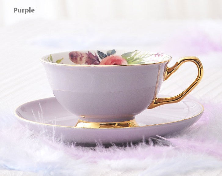 Royal Bone China Porcelain Tea Cup Set, Elegant Flower Pattern Ceramic –  Grace Painting Crafts
