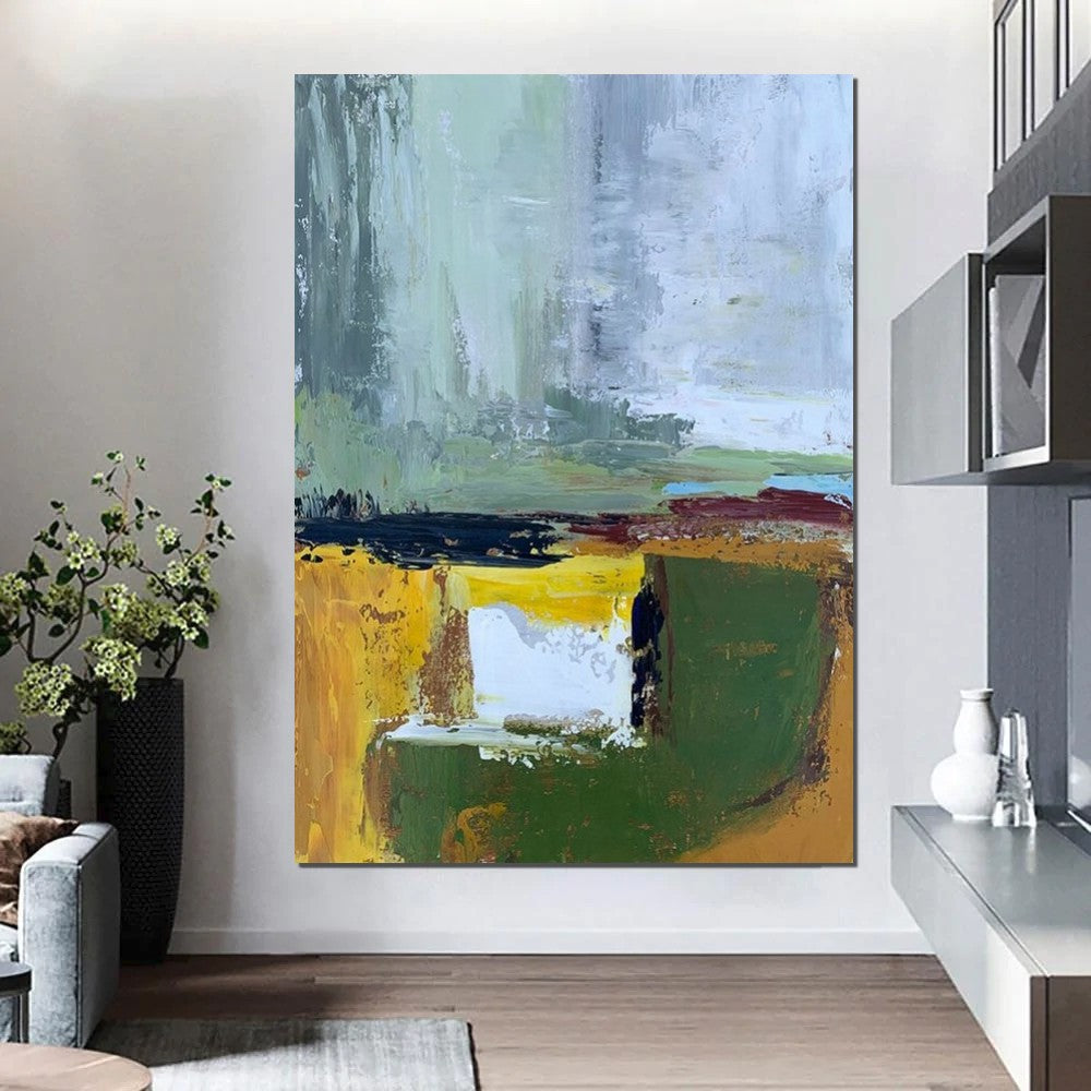 Abstract Landscape Oil Painting on Canvas, Large Wall Art,original Tree  Painting River Landscape Art,custom Painting,living Room Decor 