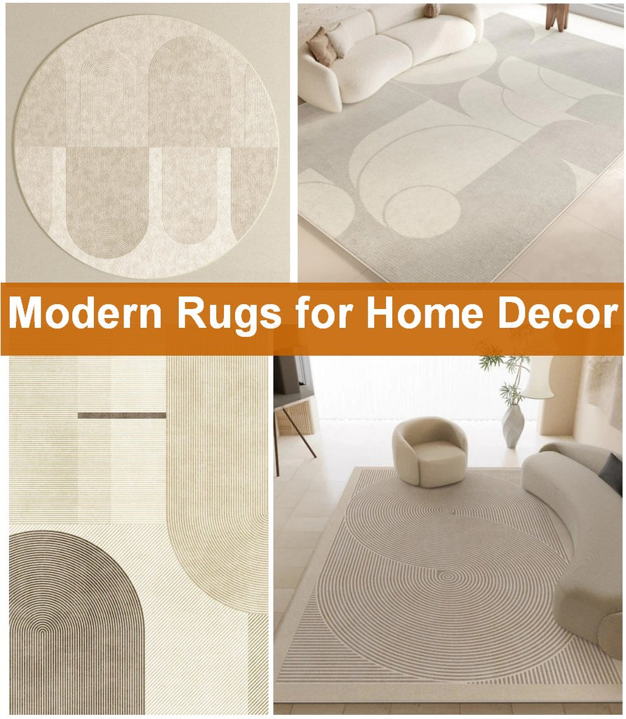 Extra Large Modern Area Rugs for Living Room, Contemporary Area Rugs for Bedroom, Dining Room Rug Placement Ideas, Geometric Modern Round Rugs for Sale