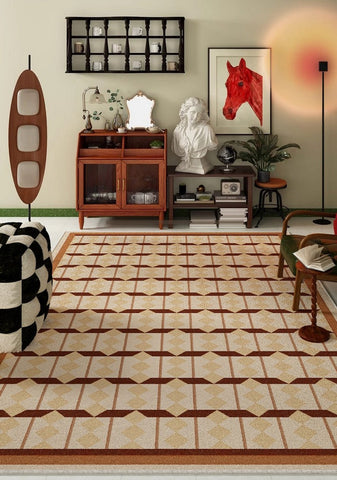 Abstract Geometric Modern Rugs, Dining Room Floor Carpets, Contemporary Modern Rugs for Bedroom, Mid Century Modern Rugs for Living Room-Grace Painting Crafts