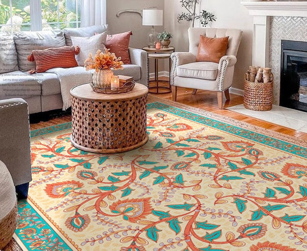 Abstract Contemporary Rugs Next to Bed, Modern Rugs for Living Room, Flower Pattern Contemporary Modern Rugs-Grace Painting Crafts