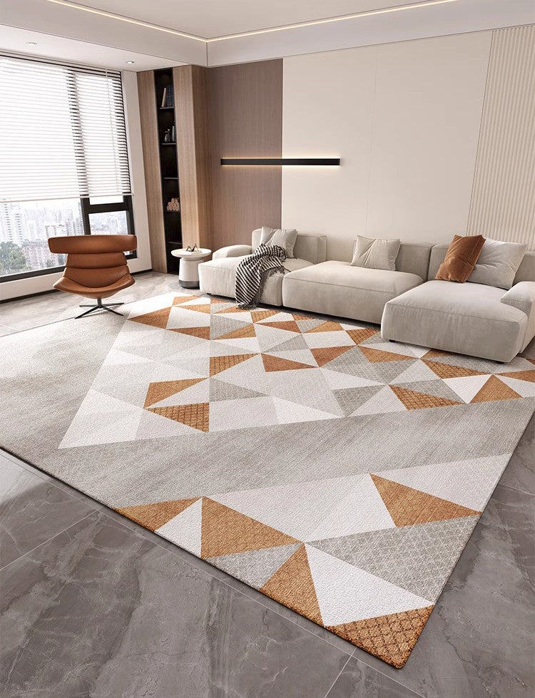 Modern Gray Rugs under Dining Room Table, Modern Carpets for Kitchen, Geometric Contemporary Modern Rugs Next to Bed, Abstract Area Rugs for Living Room-Grace Painting Crafts