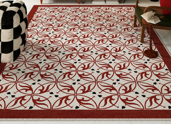 Dining Room Abstract Floor Rugs, Contemporary Area Rugs Next to Bed, Mid Century Flower Pattern Modern Rugs under Coffee Table-Grace Painting Crafts