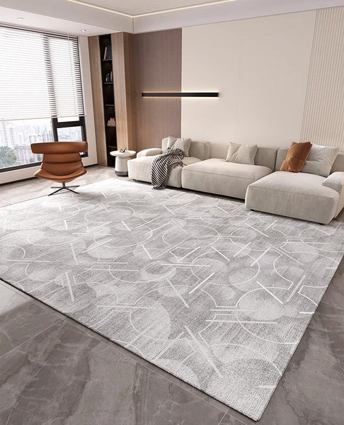 Abstract Gray Contemporary Modern Rugs for Living Room, Extra Large Modern Rugs for Bedroom, Geometric Modern Rug Placement Ideas for Dining Room-Grace Painting Crafts