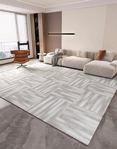 Extra Large Modern Rugs for Bedroom, Geometric Modern Rug Placement Ideas for Dining Room, Abstract Gray Contemporary Modern Rugs for Living Room-Grace Painting Crafts