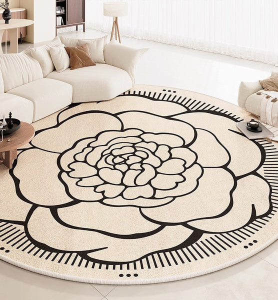 Modern Rug Ideas for Living Room, Bedroom Modern Round Rugs, Dining Room Contemporary Round Rugs, Circular Modern Rugs under Chairs-Grace Painting Crafts