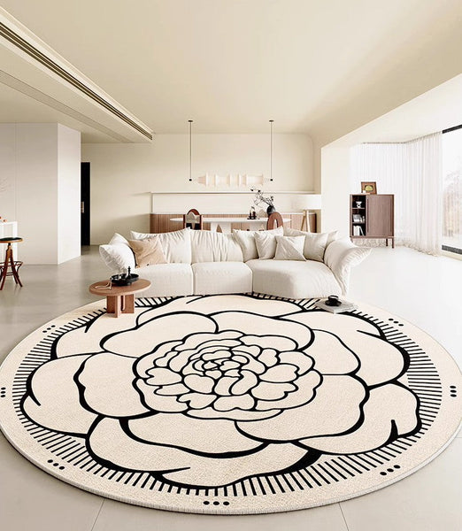 Modern Rug Ideas for Living Room, Bedroom Modern Round Rugs, Dining Room Contemporary Round Rugs, Circular Modern Rugs under Chairs-Grace Painting Crafts