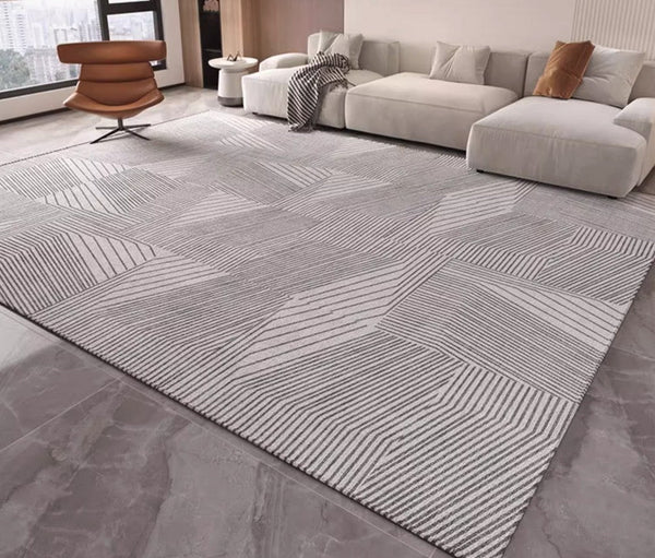 Living Room Abstract Gray Contemporary Modern Rugs, Large Modern Rugs for Bedroom, Geometric Modern Rug Placement Ideas for Dining Room-Grace Painting Crafts