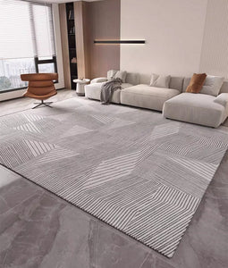 Living Room Abstract Gray Contemporary Modern Rugs, Large Modern Rugs for Bedroom, Geometric Modern Rug Placement Ideas for Dining Room-Grace Painting Crafts