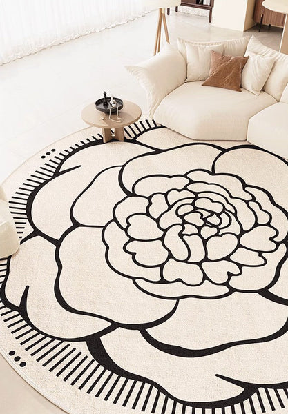 Modern Rug Ideas for Living Room, Bedroom Modern Round Rugs, Dining Room Contemporary Round Rugs, Circular Modern Rugs under Chairs-Grace Painting Crafts