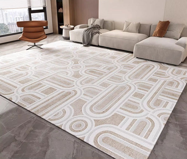 Abstract Large Modern Rugs for Bedroom, Living Room Abstract Gray Contemporary Modern Rugs, Geometric Modern Rug Placement Ideas for Dining Room-Grace Painting Crafts