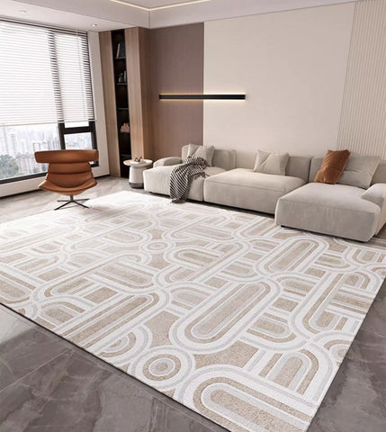 Abstract Large Modern Rugs for Bedroom, Living Room Abstract Gray Contemporary Modern Rugs, Geometric Modern Rug Placement Ideas for Dining Room-Grace Painting Crafts