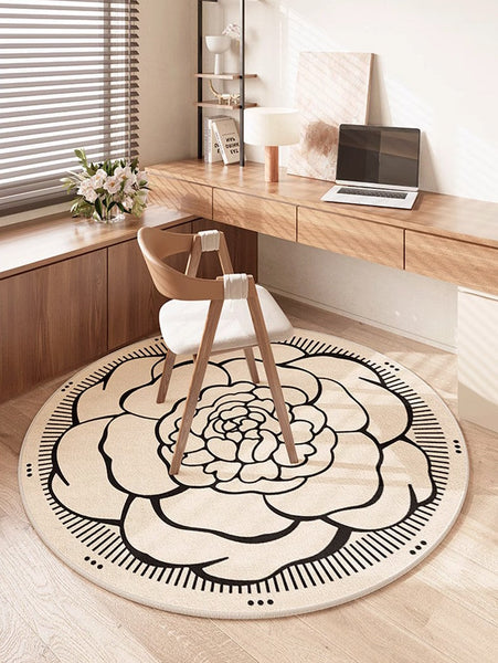 Modern Rug Ideas for Living Room, Bedroom Modern Round Rugs, Dining Room Contemporary Round Rugs, Circular Modern Rugs under Chairs-Grace Painting Crafts