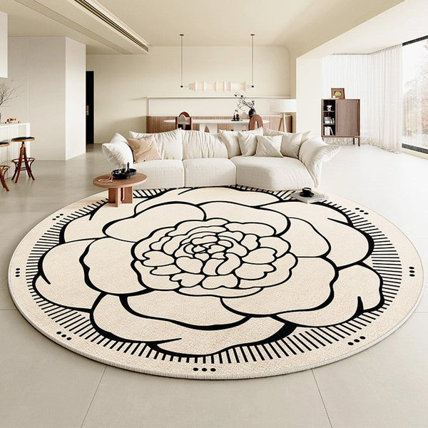 Modern Rug Ideas for Living Room, Bedroom Modern Round Rugs, Dining Room Contemporary Round Rugs, Circular Modern Rugs under Chairs-Grace Painting Crafts