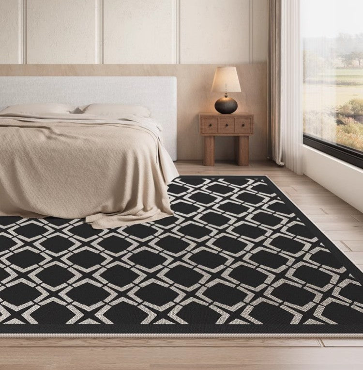 Abstract Contemporary Rugs for Bedroom, Modern Area Rugs under Sofa, Modern Black Rugs for Living Room, Dining Room Floor Rugs, Modern Carpets for Office-Grace Painting Crafts