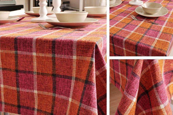 Roseo Checked Linen Tablecloth, Rustic Home Decor , Checkerboard Tablecloth, Table Cover-Grace Painting Crafts