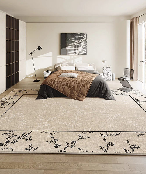 Large Modern Rugs for Sale, Dining Room Modern Rugs, Contemporary Floor Carpets for Living Room, Flower Pattern Geometric Modern Rugs in Bedroom-Grace Painting Crafts