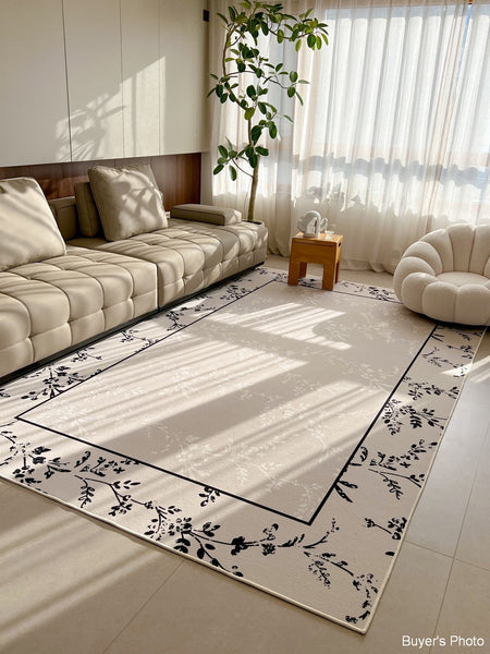 Large Modern Rugs for Sale, Dining Room Modern Rugs, Contemporary Floor Carpets for Living Room, Flower Pattern Geometric Modern Rugs in Bedroom-Grace Painting Crafts