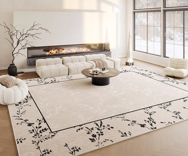 Large Modern Rugs for Sale, Dining Room Modern Rugs, Contemporary Floor Carpets for Living Room, Flower Pattern Geometric Modern Rugs in Bedroom-Grace Painting Crafts