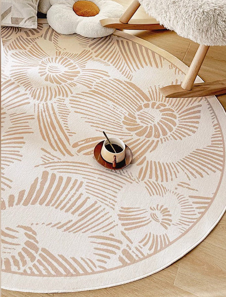 Dining Room Contemporary Round Rugs, Modern Rug Ideas for Living Room, Bedroom Modern Round Rugs, Circular Modern Rugs under Chairs-Grace Painting Crafts