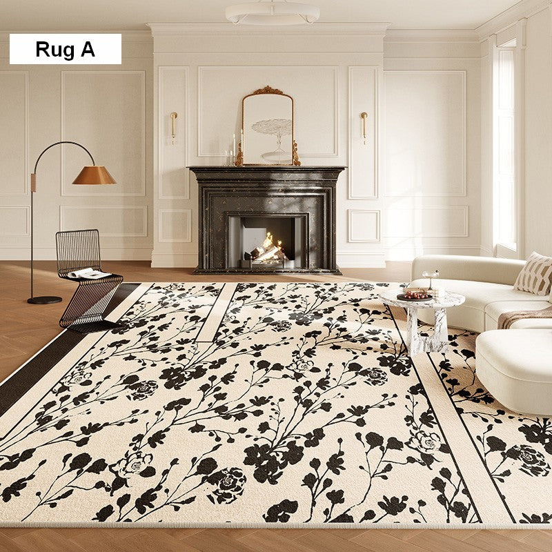 Modern Rugs for Living Room, French Style Modern Rugs for Bedroom, Flower Pattern Modern Rugs for Interior Design, Contemporary Modern Rugs under Dining Room Table-Grace Painting Crafts