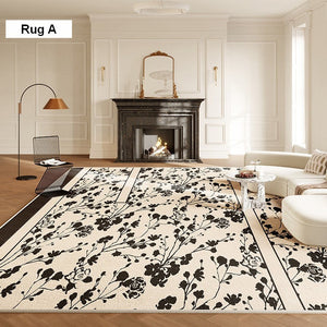 Modern Rugs for Living Room, French Style Modern Rugs for Bedroom, Flower Pattern Modern Rugs for Interior Design, Contemporary Modern Rugs under Dining Room Table-Grace Painting Crafts