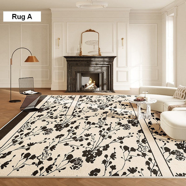 Bedroom French Style Modern Rugs, Flower Pattern Modern Rugs for Interior Design, Contemporary Modern Rugs under Dining Room Table, Flower Pattern Modern Rugs for Living Room-Grace Painting Crafts