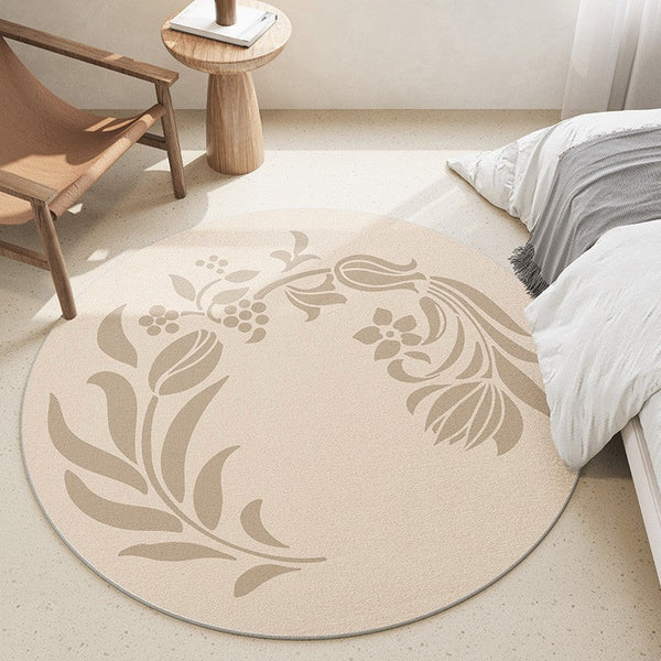 Modern Rugs under Coffee Table, Abstract Modern Round Rugs for Bedroom, Geometric Circular Rugs for Dining Room, Flower Pattern Contemporary Modern Rugs-Grace Painting Crafts