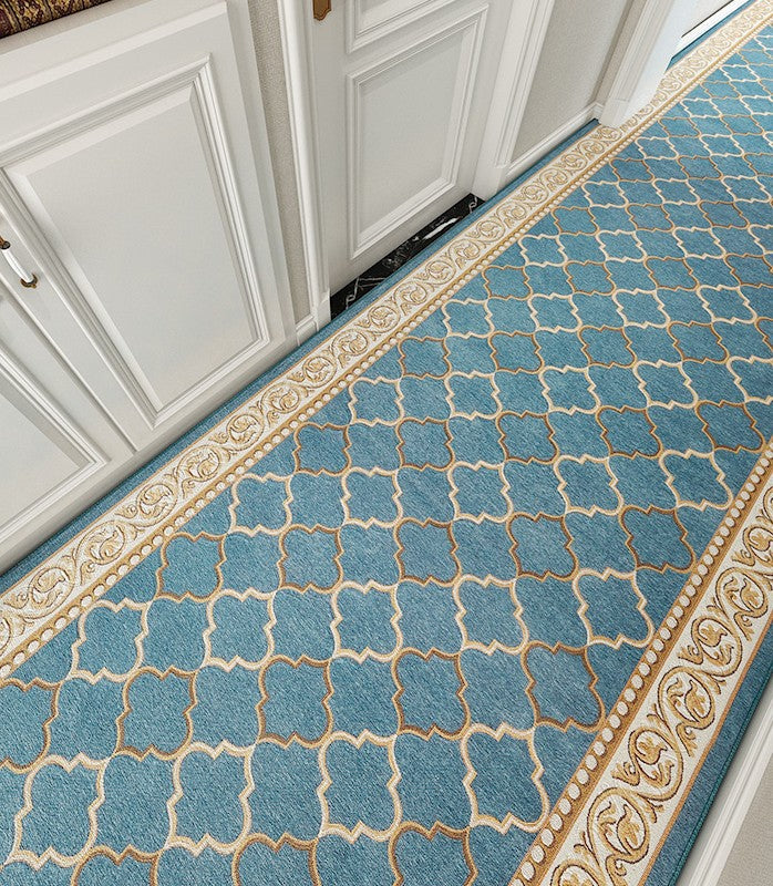 Entryway Runner Rugs, Easy Care Entrance Hallway Runners, Modern Extra Long Hallway Runners, Long Narrow Runner Rugs, Washable Kitchen Runner Rugs, Blue Hallway Runners-Grace Painting Crafts