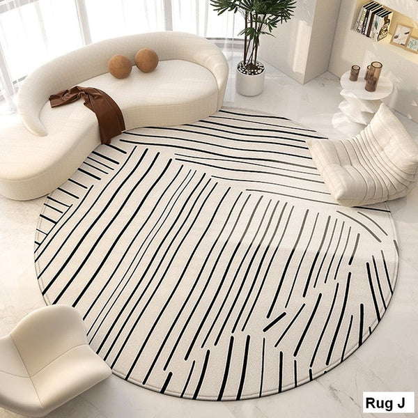 Modern Round Rugs for Bedroom, Dining Room Contemporary Round Rugs, Circular Modern Rugs under Chairs, Contemporary Modern Rug for Living Room-Grace Painting Crafts