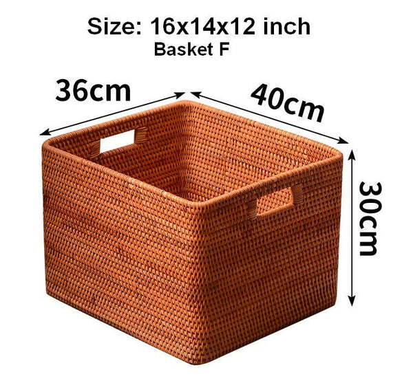 Woven Rattan Storage Baskets for Bedroom, Storage Basket for Shelves, Large Rectangular Storage Baskets for Clothes, Storage Baskets for Kitchen-Grace Painting Crafts