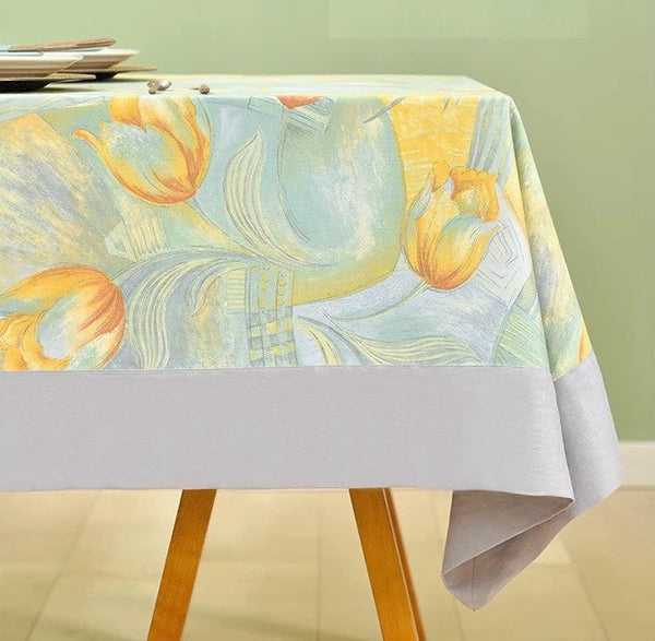 Country Farmhouse Tablecloth, Extra Large Rectangle Tablecloth for Dining Room Table, Tulip Flowers Rustic Table Covers for Kitchen, Square Tablecloth for Round Table-Grace Painting Crafts