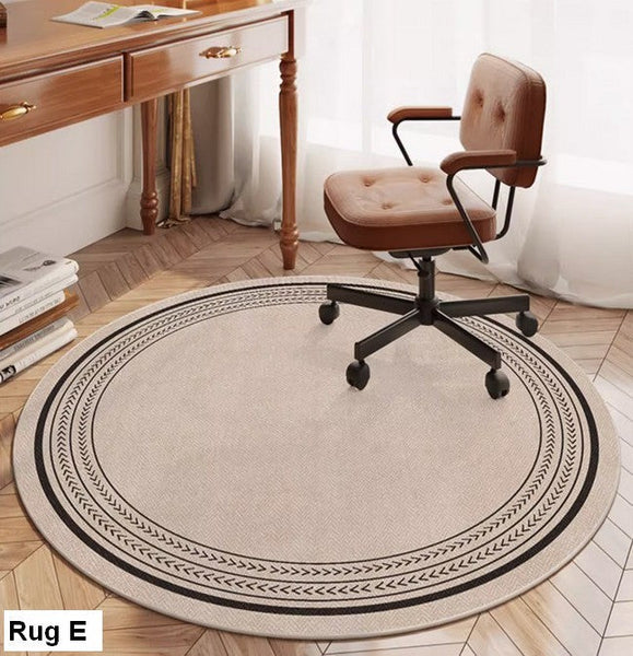 Modern Round Rugs for Bedroom, Circular Modern Rugs under Dining Room Table, Contemporary Round Rugs, Geometric Modern Rug Ideas for Living Room-Grace Painting Crafts