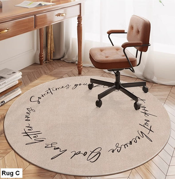 Round Rugs under Coffee Table, Geometric Modern Rug Ideas for Living Room, Circular Modern Rugs under Dining Room Table, Modern Round Rugs for Bedroom-Grace Painting Crafts