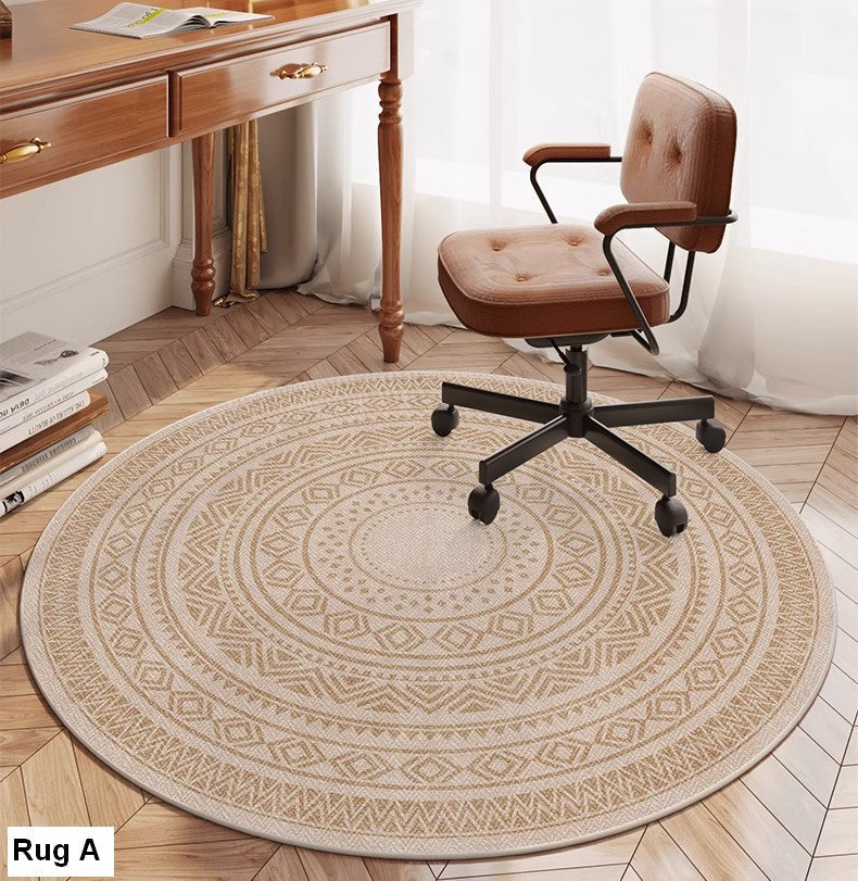 Modern Round Rugs for Bedroom, Circular Modern Rugs under Dining Room Table, Contemporary Round Rugs, Geometric Modern Rug Ideas for Living Room-Grace Painting Crafts