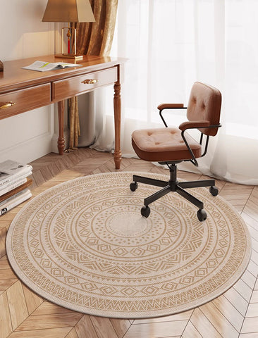 Round Rugs under Coffee Table, Geometric Modern Rug Ideas for Living Room, Circular Modern Rugs under Dining Room Table, Modern Round Rugs for Bedroom-Grace Painting Crafts