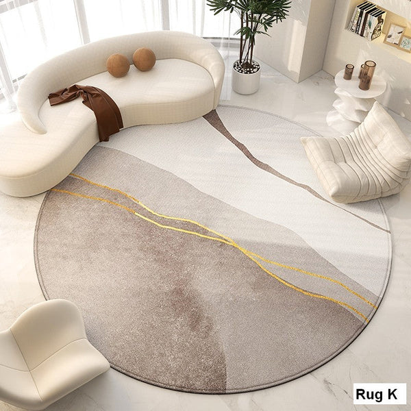 Modern Round Rugs for Bedroom, Dining Room Contemporary Round Rugs, Circular Modern Rugs under Chairs, Contemporary Modern Rug for Living Room-Grace Painting Crafts