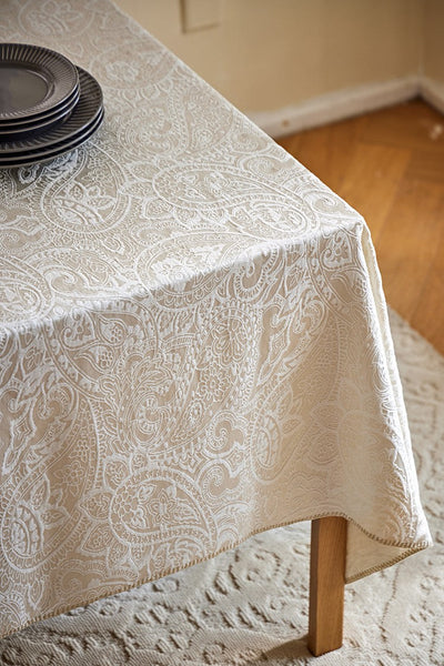 Simple Modern Rectangle Tablecloth for Dining Room Table, Cotton and Linen Flower Pattern Table Covers for Round Table, Square Tablecloth for Kitchen-Grace Painting Crafts