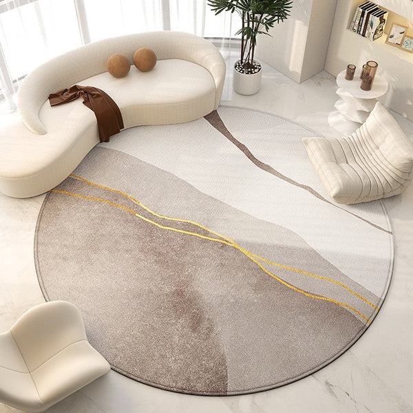 Unique Modern Rugs for Living Room, Geometric Round Rugs for Dining Room, Contemporary Modern Area Rugs for Bedroom, Circular Modern Rugs under Chairs-Grace Painting Crafts