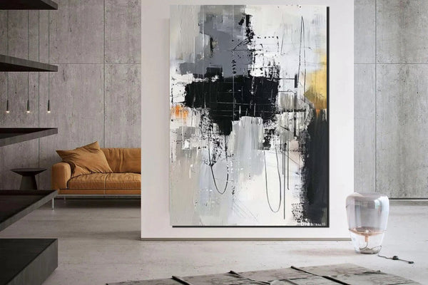 Large Paintings Behind Sofa, Large Painting for Living Room, Acrylic Paintings on Canvas, Heavy Texture Painting, Buy Paintings Online-Grace Painting Crafts