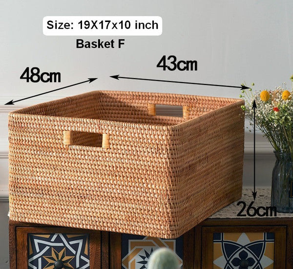 Laundry Storage Baskets, Rattan Storage Baskets for Kitchen, Storage Basket for Shelves, Kitchen Storage Basket, Storage Baskets for Bathroom-Grace Painting Crafts