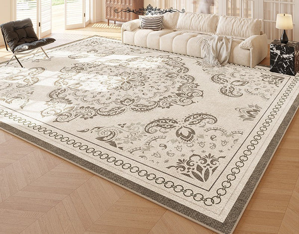 Modern Rugs for Living Room, Large Modern Rugs for Bedroom, Flower Pattern Area Rugs under Coffee Table, Contemporary Rugs for Dining Room-Grace Painting Crafts