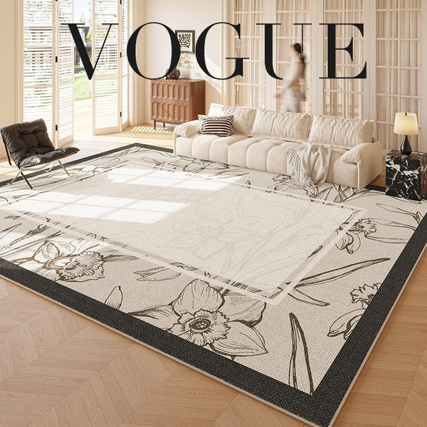Unique Modern Rugs for Living Room, Large Modern Rugs for Bedroom, Flower Pattern Area Rugs under Coffee Table, Contemporary Modern Rugs for Dining Room-Grace Painting Crafts