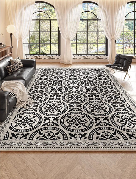 Contemporary Area Rugs for Bedroom, Abstract Floor Carpets for Dining Room, Modern Living Room Rug Placement Ideas, Living Room Modern Rugs-Grace Painting Crafts