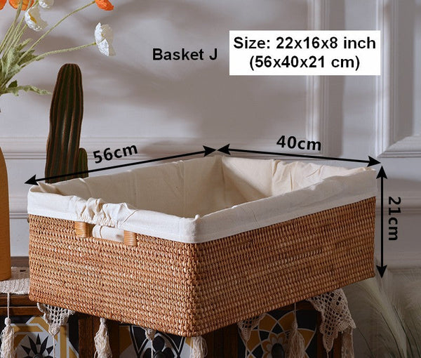 Rectangular Storage Basket with Lid, Rattan Basket, Storage Basket for Shelves, Storage Baskets for Bathroom, Bedroom Storage Baskets-Grace Painting Crafts