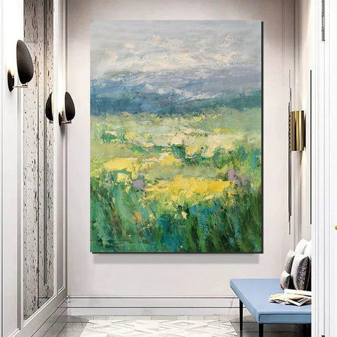 Large Acrylic Paintings for Bedroom, Abstract Landscape Painting, Bedroom Wall Art Paintings, Heavy Texture Canvas Art, Landscape Paintings for Living Room-Grace Painting Crafts