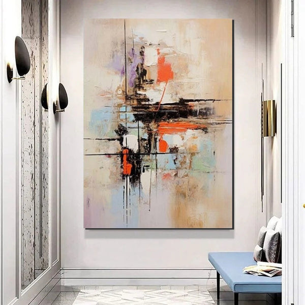 Large Acrylic Canvas Paintings, Simple Wall Art Ideas, Heavy Texture Painting, Bedroom Abstract Paintings, Modern Abstract Painting-Grace Painting Crafts