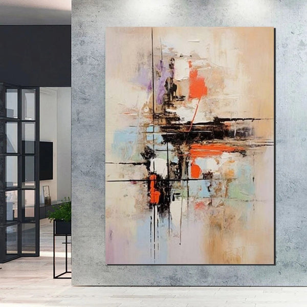 Large Acrylic Canvas Paintings, Simple Wall Art Ideas, Heavy Texture Painting, Bedroom Abstract Paintings, Modern Abstract Painting-Grace Painting Crafts