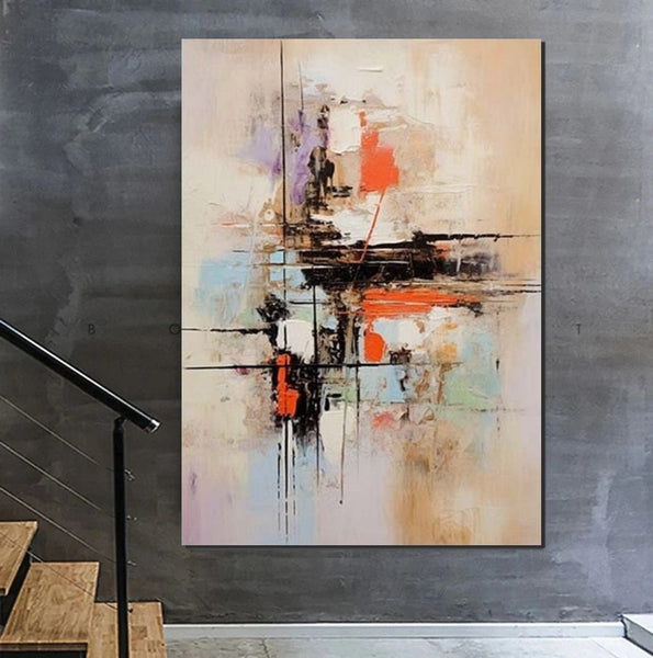 Large Acrylic Canvas Paintings, Simple Wall Art Ideas, Heavy Texture Painting, Bedroom Abstract Paintings, Modern Abstract Painting-Grace Painting Crafts