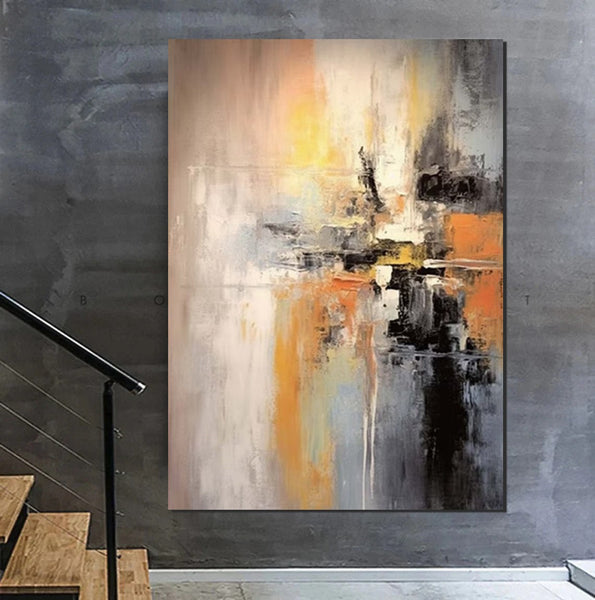 Heavy Texture Painting, Bedroom Abstract Paintings, Large Acrylic Canvas Paintings, Simple Wall Art Ideas, Modern Abstract Painting-Grace Painting Crafts